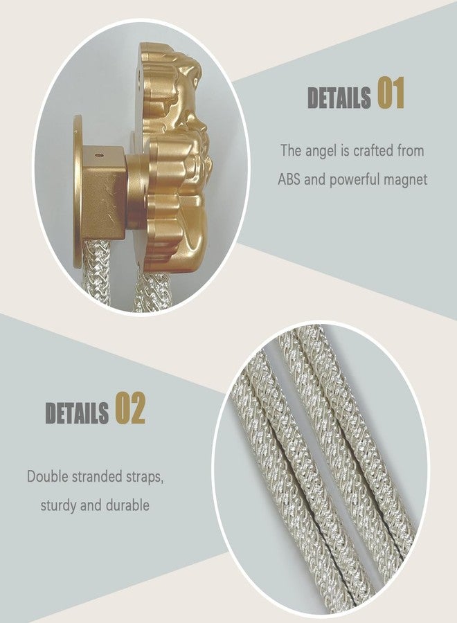 EHERDM 2Pcs Magnetic Curtain Tiebacks Drill Free Curtains Holdbacks Angel Appearance Elegant Window Drapery Holder Vintage Home and Office Decor Gold - Image 5